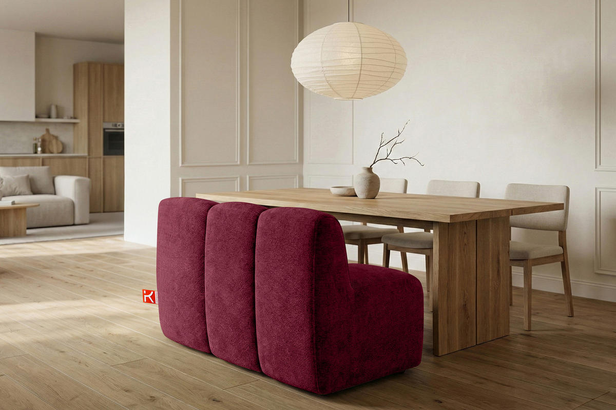 ESSZIMMERBANK BRESCO, Bordeauxrot - Bordeaux, Holz/Holzwerkstoff (123/80/72cm) - KONSIMO®