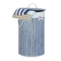WÄSCHEKORB - Grau, Holz/Textil (41/65/41cm) - Relaxdays