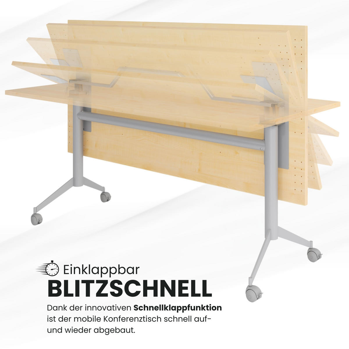 KLAPPTISCH fahrbar KF 80/160/75 cm in Weiß - Weiß, Holzwerkstoff (80/160/75cm) - bümö