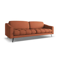 4-SITZER-SOFA Chenille Stoff Orange - Terracotta/Schwarz, Kunststoff/Textil (238/80/95cm) - Makamii