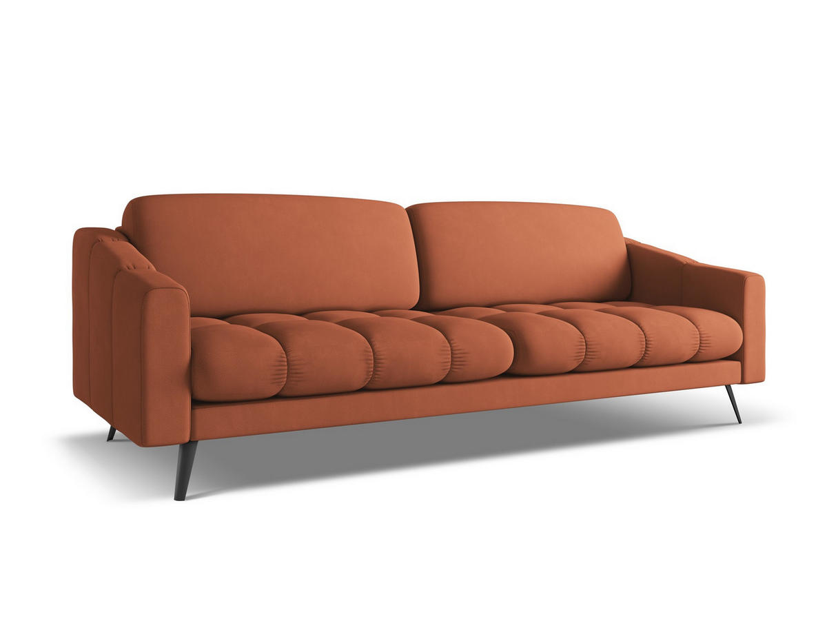 4-SITZER-SOFA Chenille Stoff Orange - Terracotta/Schwarz, Kunststoff/Textil (238/80/95cm) - Makamii