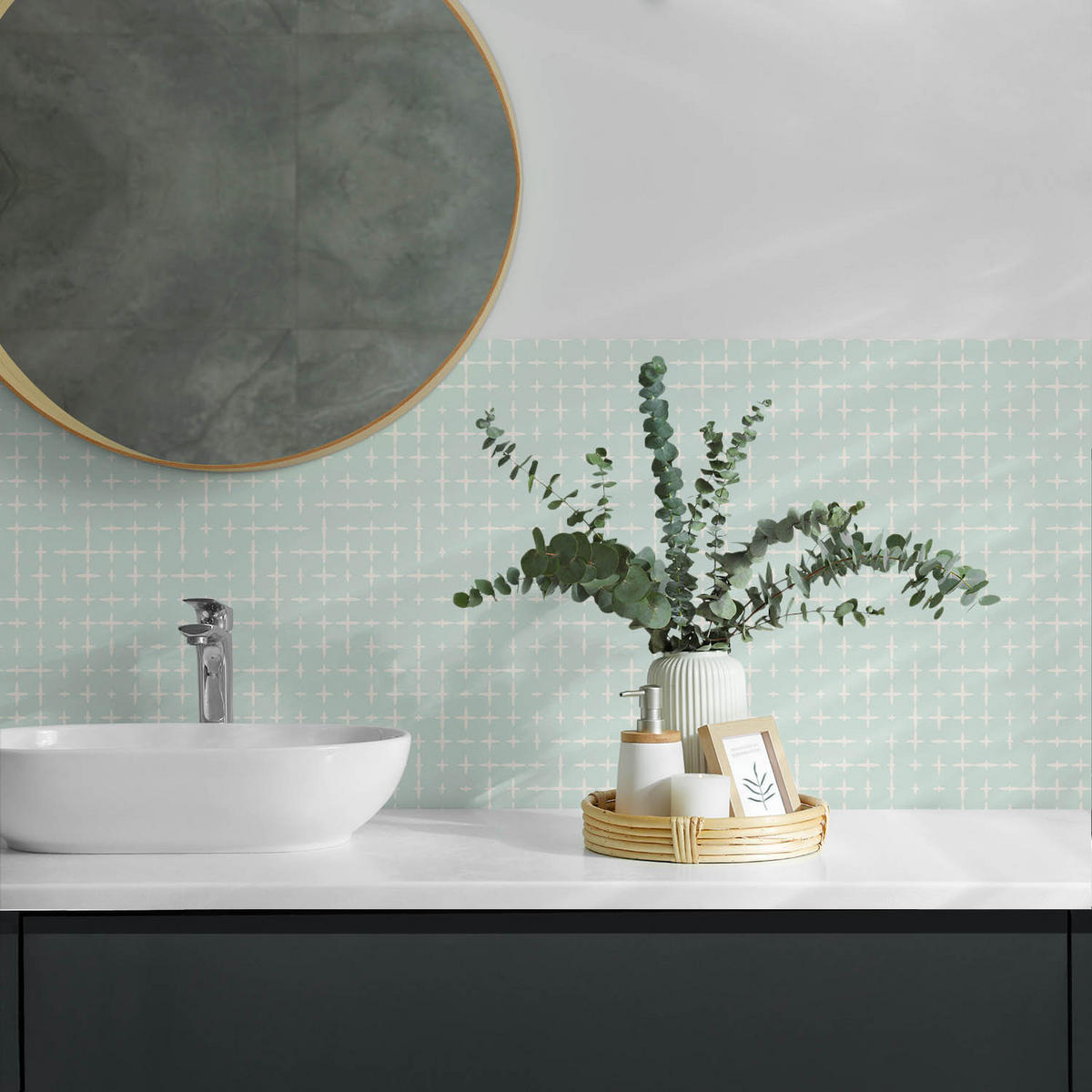 WANDPANEEL 100x50 cm selbstklebend Trevanis - Mintgrün, Kunststoff (50/1.6/100cm) - Wallfluent