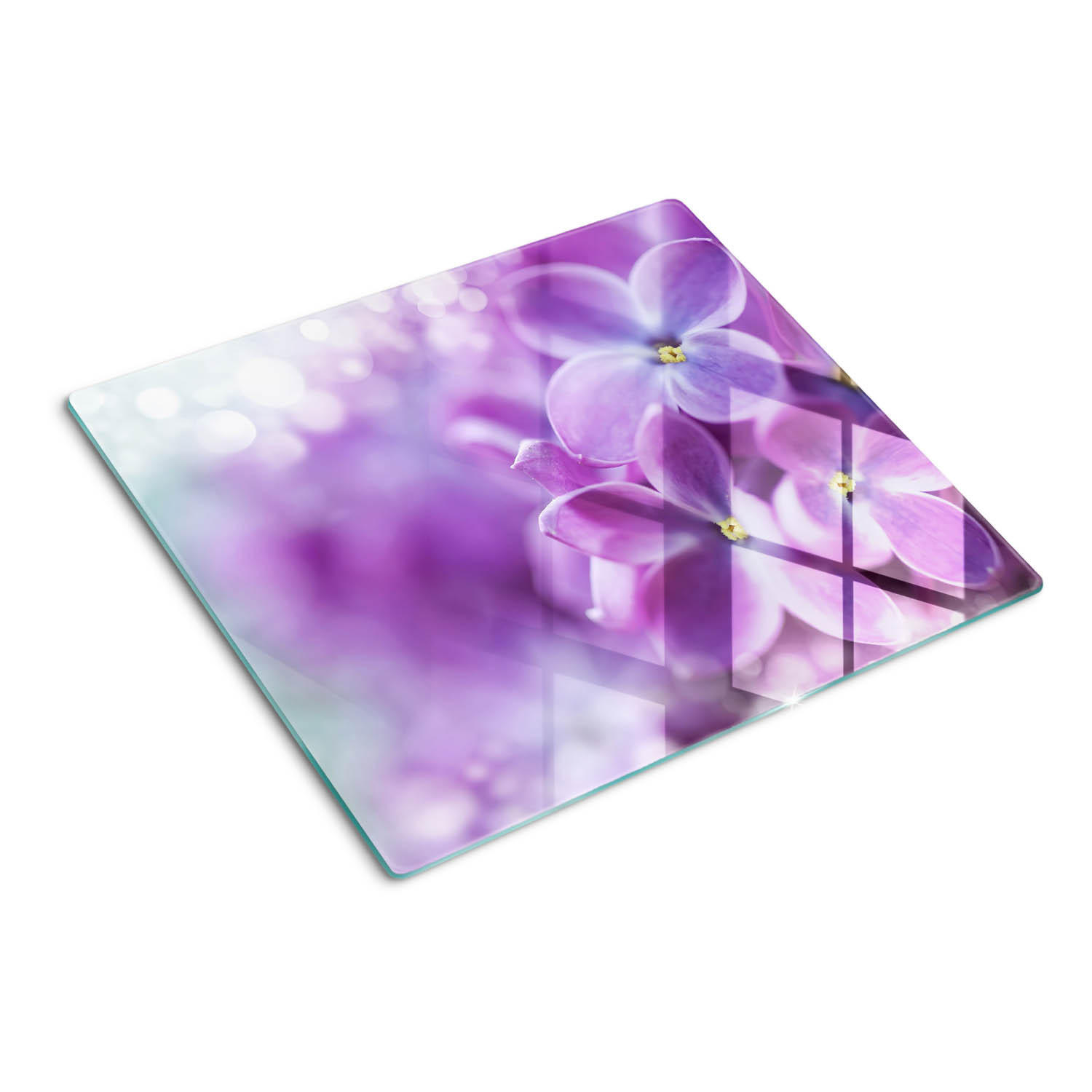 GLASPLATTE 60x52 cm Lila Blüten - Lila, Glas (60/0.4/52cm) - TULUP