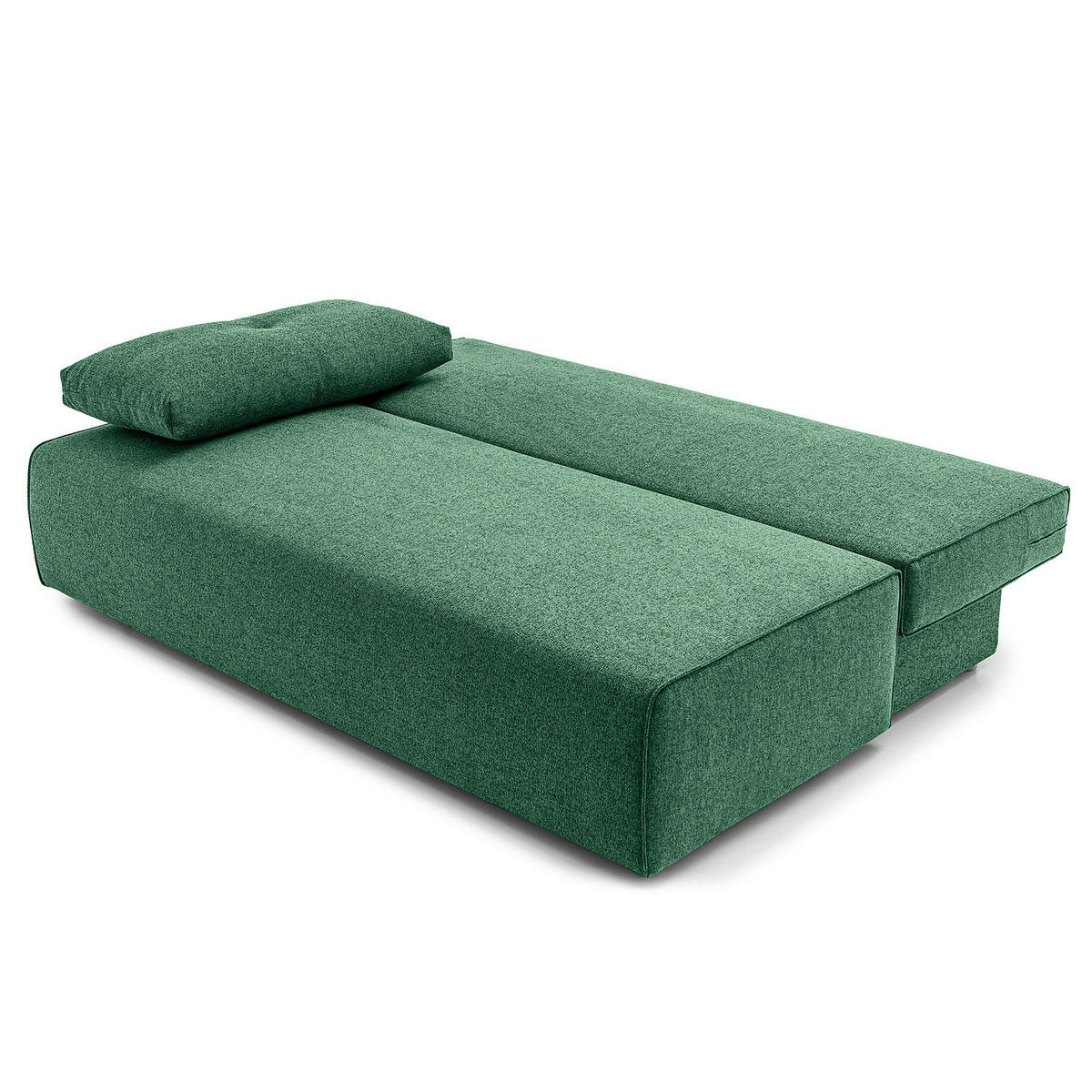 SCHLAFSOFA - Webstoff - Braun/Grün, Holz/Textil (200/86/102cm) - home24