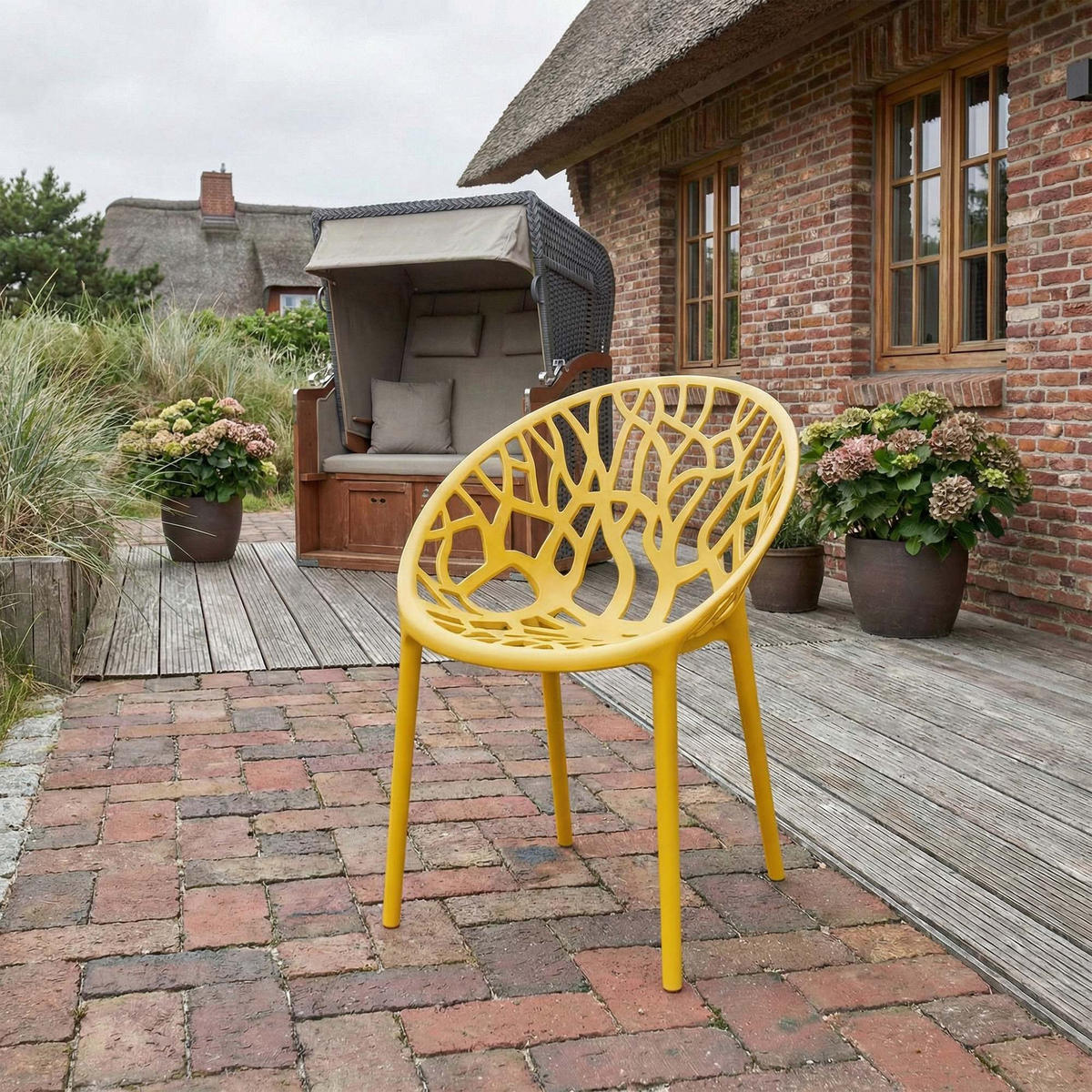 GARTENSTUHL Kunststoff Gelb - Gelb, Kunststoff (59/80/60cm) - CLP