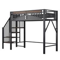 HOCHBETT Schwarz aus Metall 90×200cm mit Fenster-Sicherheitsgitter und Stauraum-Sicherheitsleiter - Schwarz, Metall (90/200cm) - Luhomfu
