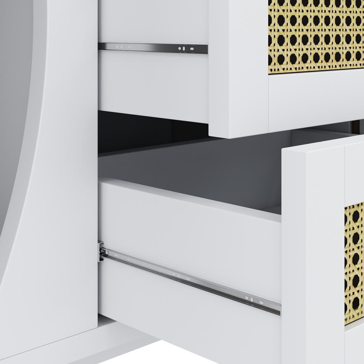 SIDEBOARD in Weiß und Rattan 140,5/40/76 cm - Weiß, Holzwerkstoff (40/76/140.5cm) - Urban Meuble