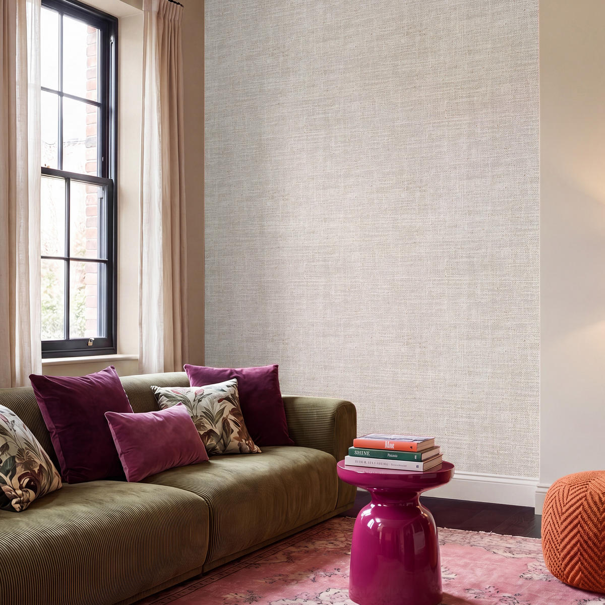 TAPETE - Leinen - Textur - Beige - 200x280 cm - Creme, Papier (200/280cm) - OnlyWow