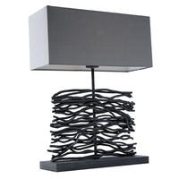 TISCHLEUCHTE Holz Grau Textil - Grau, Holz (40/15/50cm)