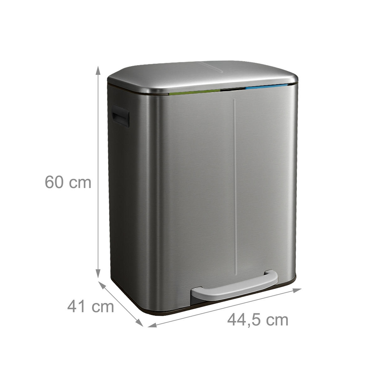 MÜLLEIMER - Silberfarben, Kunststoff/Metall (44.5/60/41cm) - Relaxdays