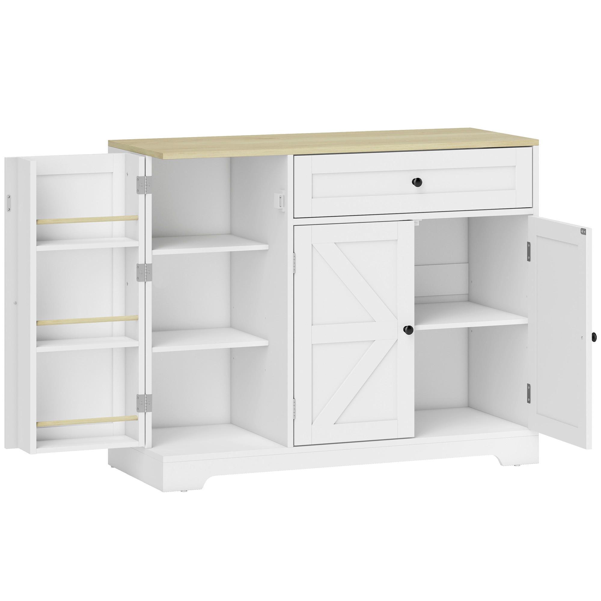 SIDEBOARD MDF Weiß - Schwarz/Weiß, Holzwerkstoff/Metall (40/81/100cm) - HOMCOM