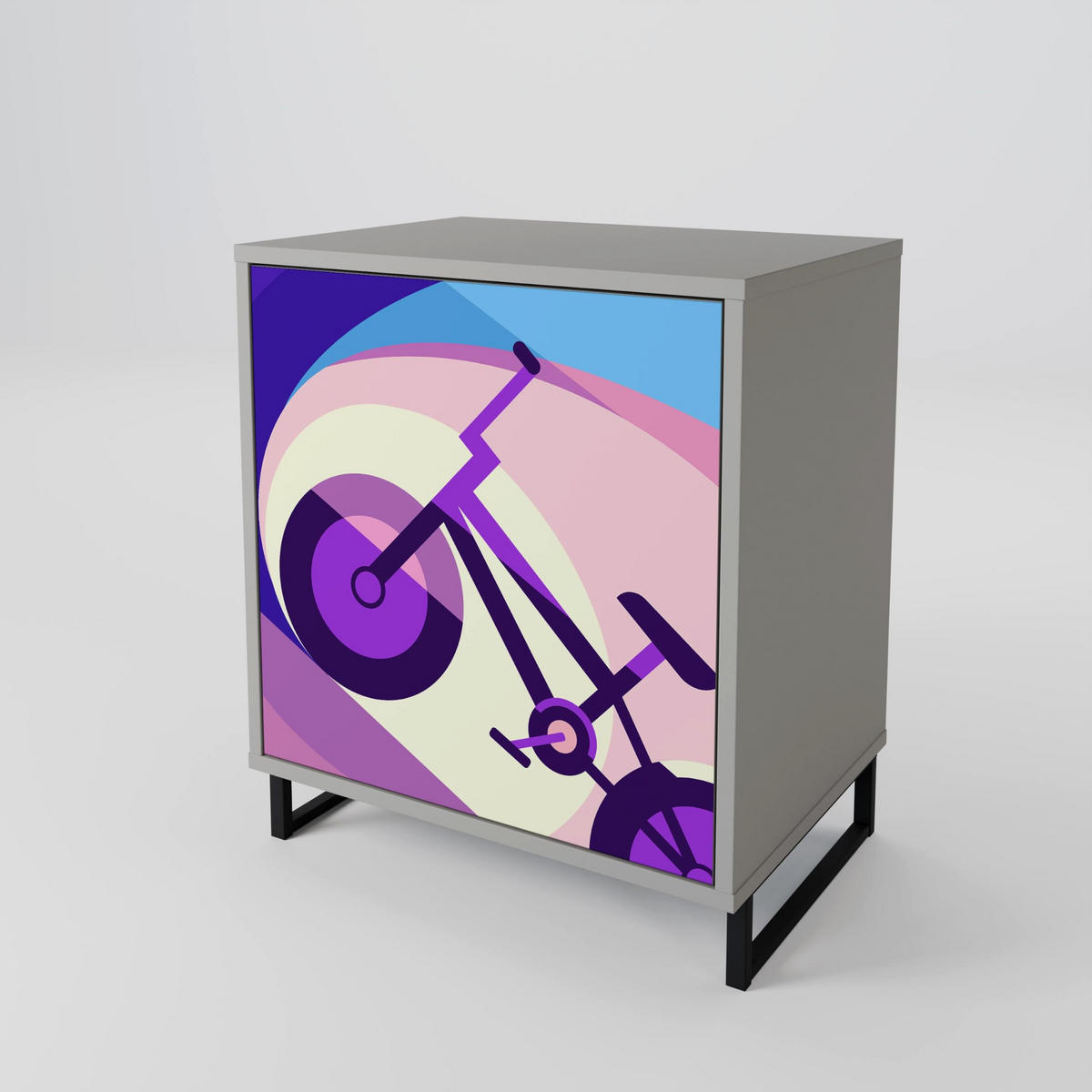 SIDEBOARD BIKE DREAMS, Grau, 57,5x42x57,5 cm, Ohne Füße - Multicolor/Grau, Holzwerkstoff (57.5/57.5/42cm) - SpaceRebels