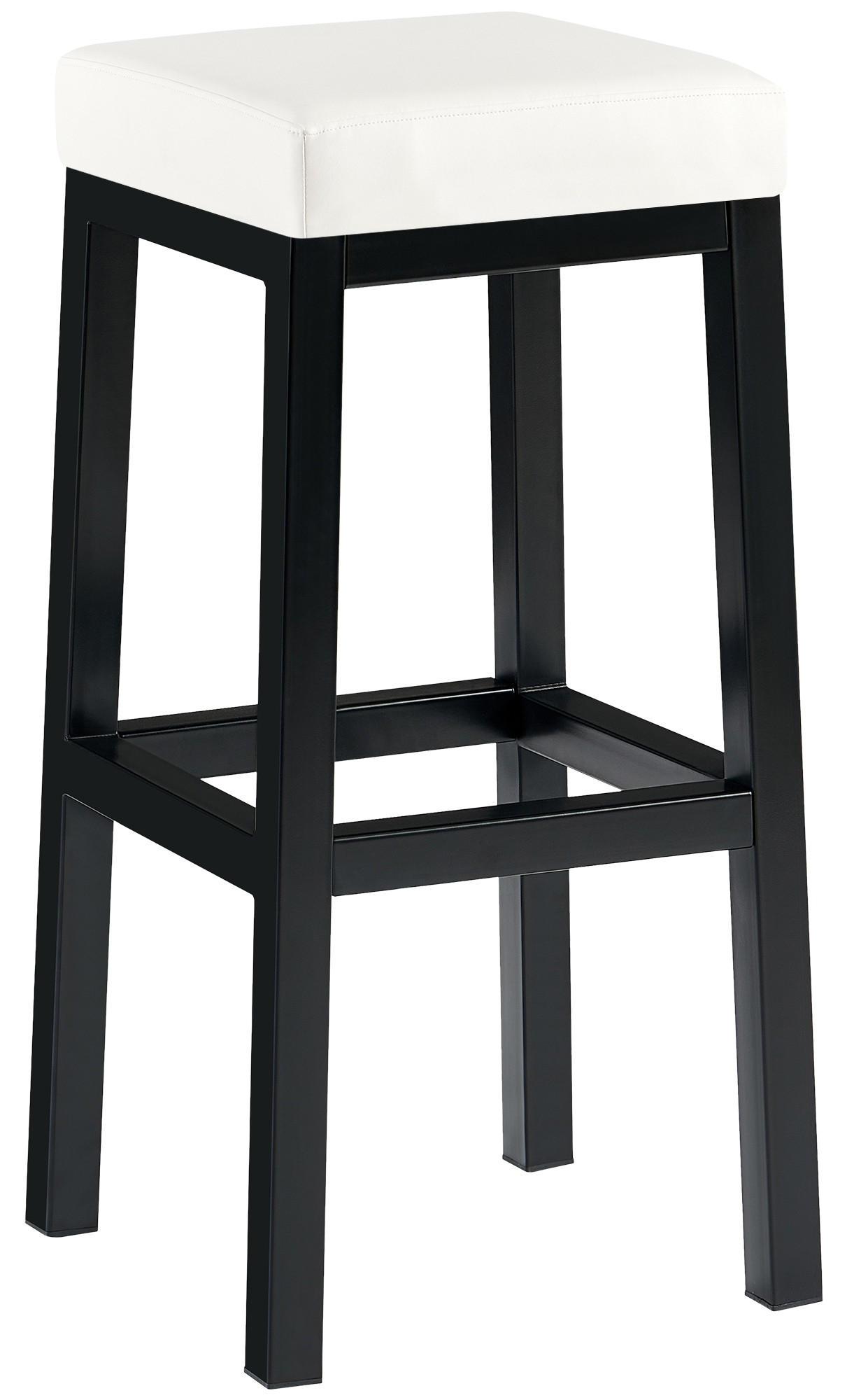 BARHOCKER Lederlook Weiß - Schwarz/Weiß, Textil/Metall (37/83/37cm) - CLP