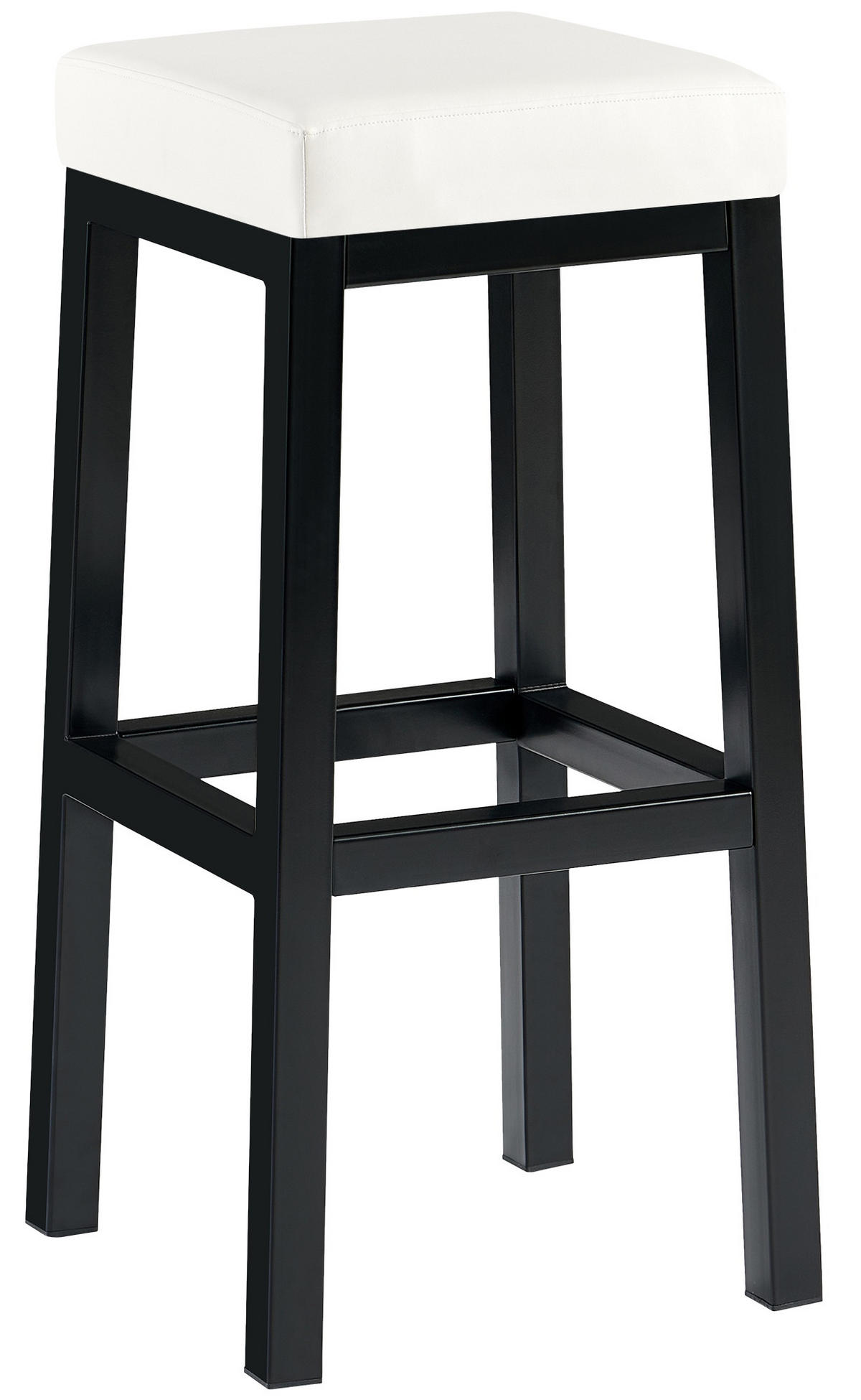 BARHOCKER Lederlook Weiß - Schwarz/Weiß, Textil/Metall (37/83/37cm) - CLP