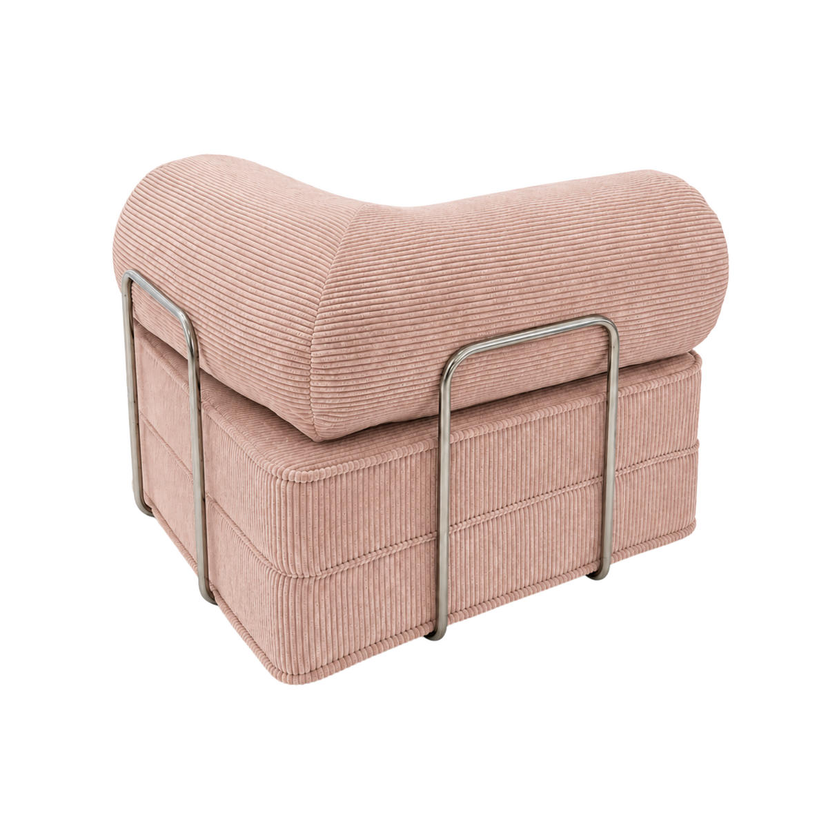 VERWANDELBARER Sessel aus Cordstoff Puderrosa - Pink, Textil (100/70/100cm) - SURB