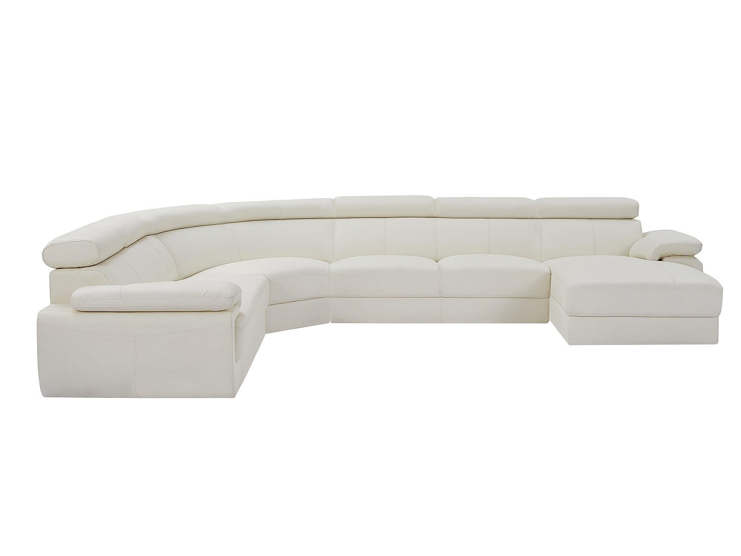 SOFA - 7 Personen - leder - weiß Elevanto - Weiß, Leder/Metall (355/90/172cm) - Vente-Unique