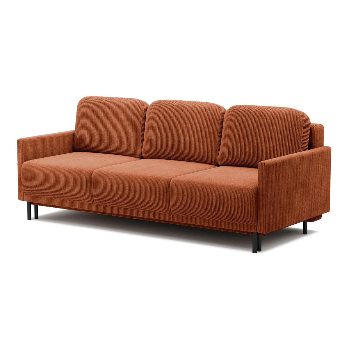 3-SITZER SOFA Hamiel Cord Kupferrot - Schwarz/Kupferfarben, Textil/Metall (212/87/97cm) - Selsey