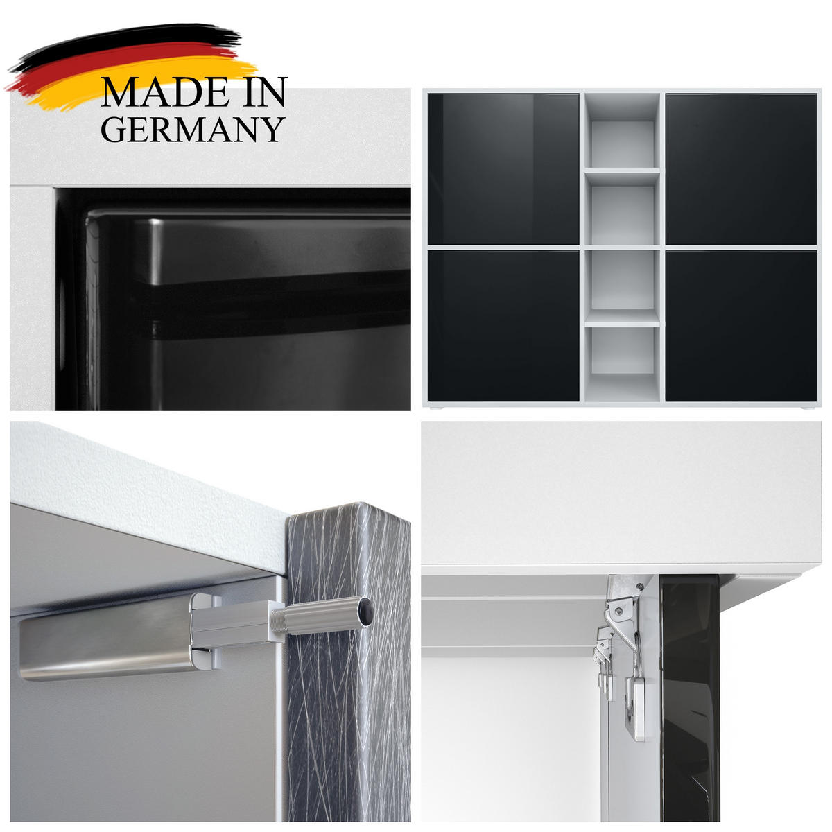 HIGHBOARD Cuba Türen in Grau Hochglanz - Grau, Holzwerkstoff (130.5/105.5/35.5cm) - Vladon