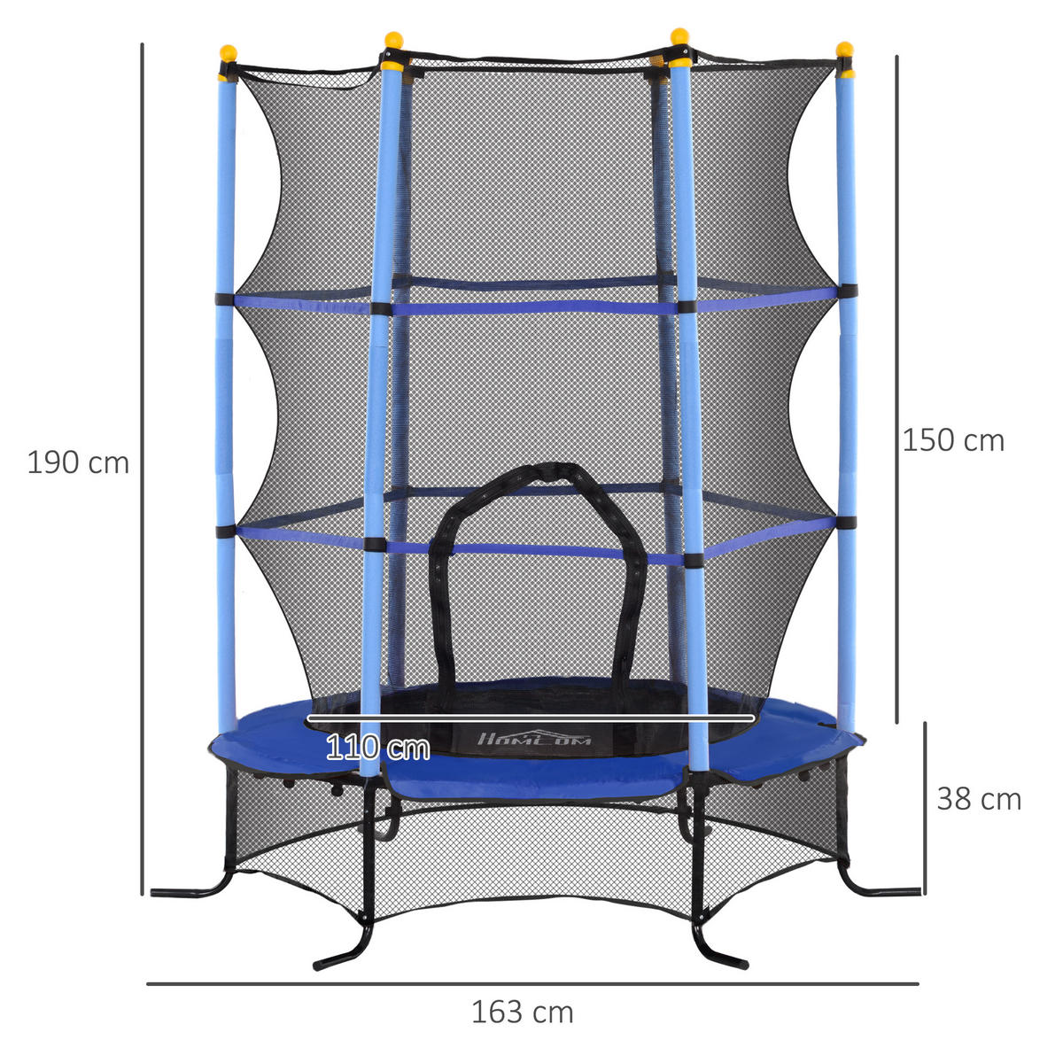 KINDERTRAMPOLIN - Blau, Kunststoff/Metall (163/163cm) - HOMCOM