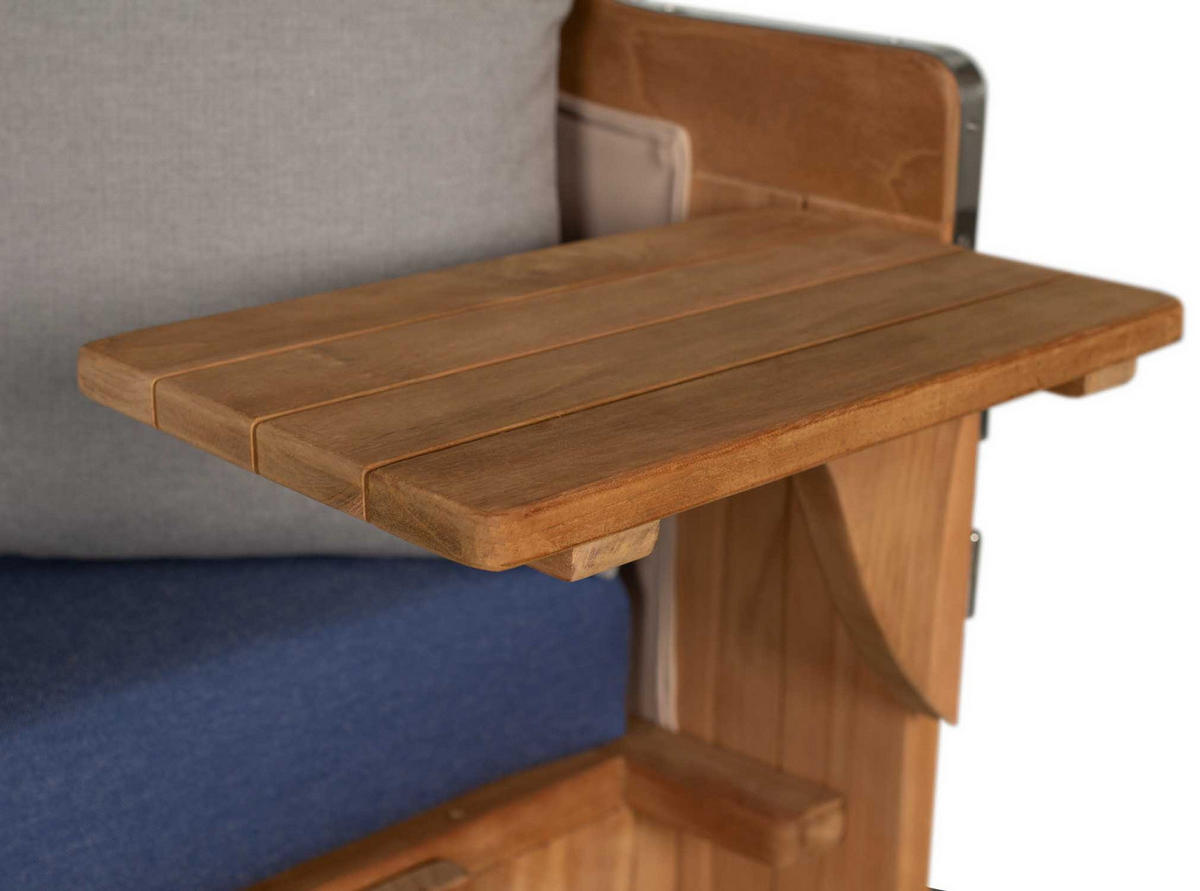 STRANDKORB XXL Düne Grande Teak Banana - Blau/Braun, Metall (142/170/95cm) - Mr. Deko