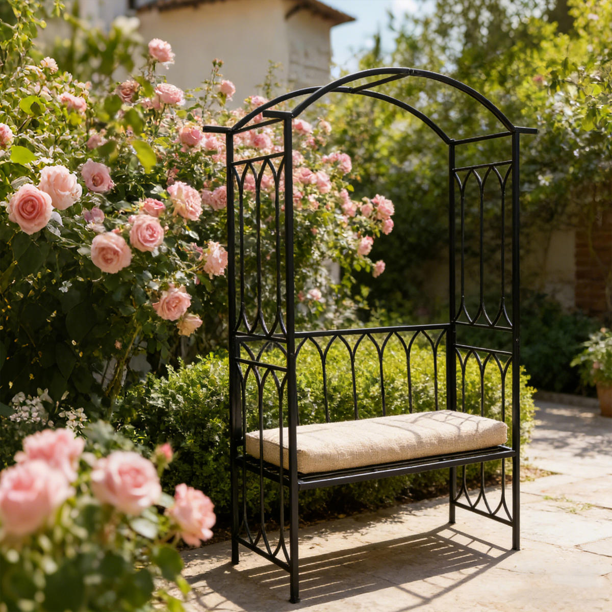 ROSENBOGEN - Schwarz, Metall (55/210/48cm) - Relaxdays