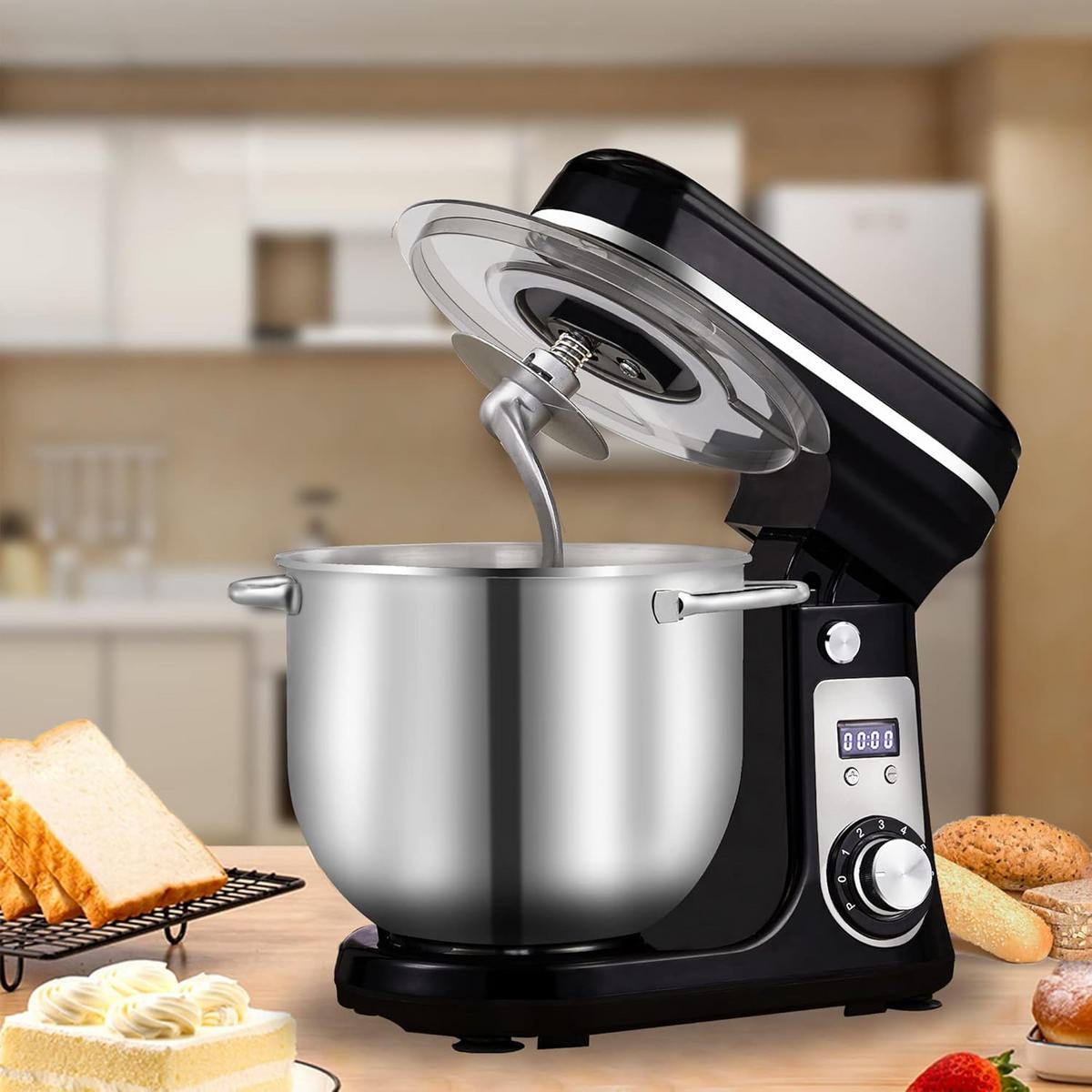 KÜCHENMASCHINE 6-Gang Schwarz - Schwarz, Metall (35.1/31.2/28.5cm) - Kaket