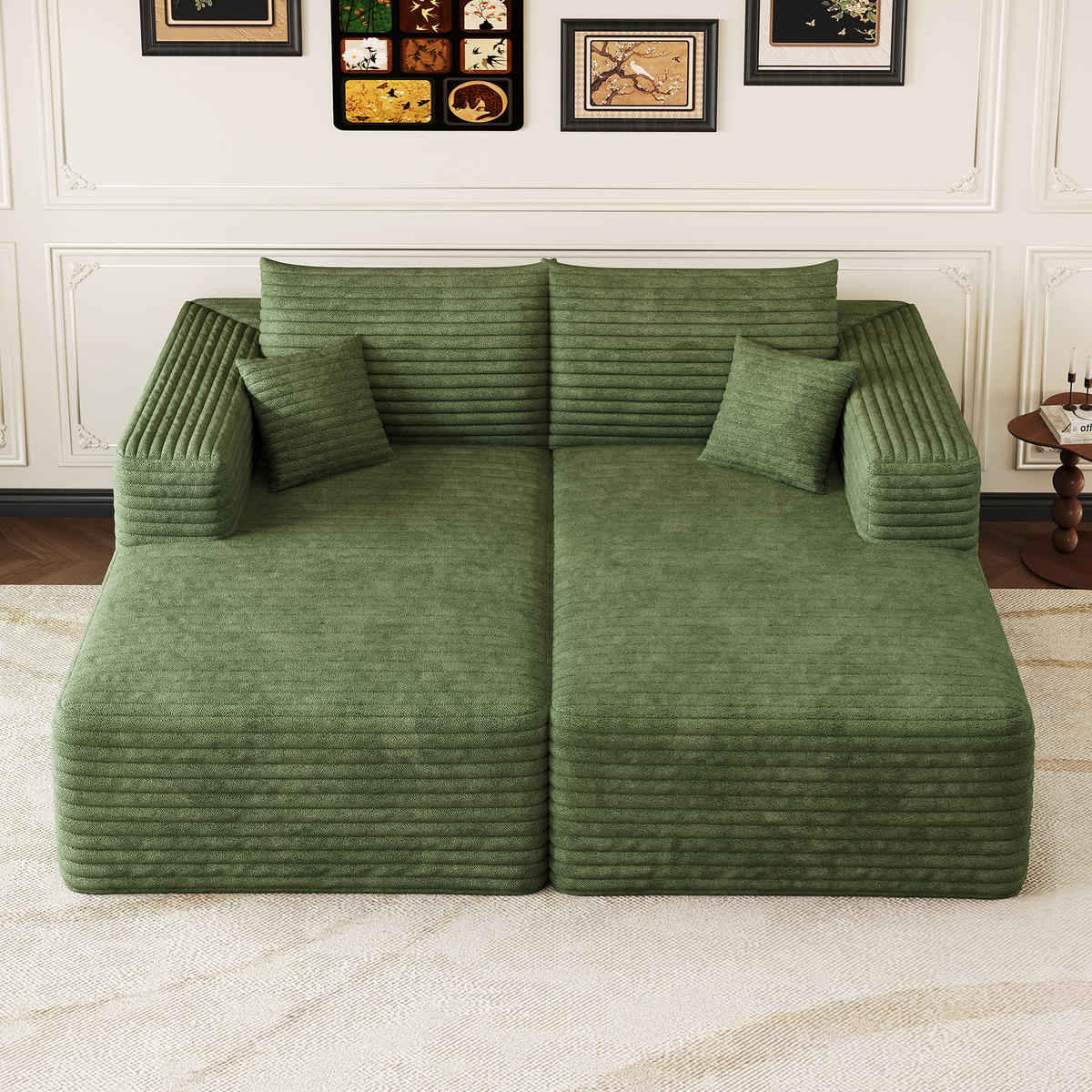 SCHLAFSOFA DE-34891 mit Chaiselongue Grün - Grün, Textil (151/180cm) - ComfortXL