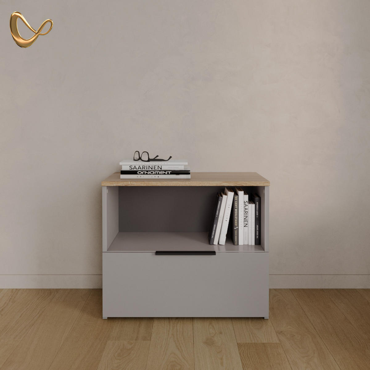 KOMMODE Piave Greige mit klappe - Greige, Holzwerkstoff (60/50/40cm) - Livinity®