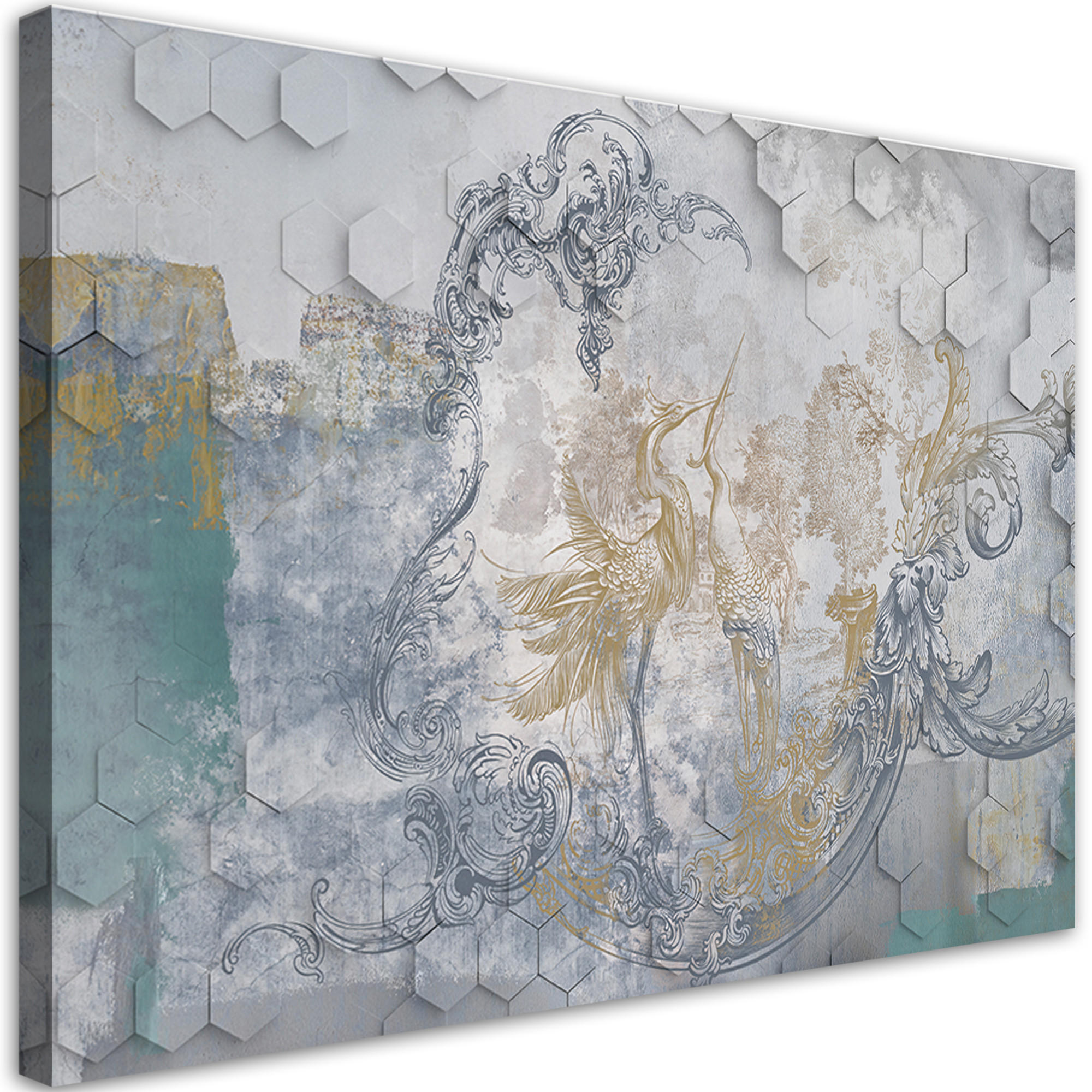 WANDBILD vögel auf einem hintergrund 3d - Blau, Textil (60/40cm) - Feeby