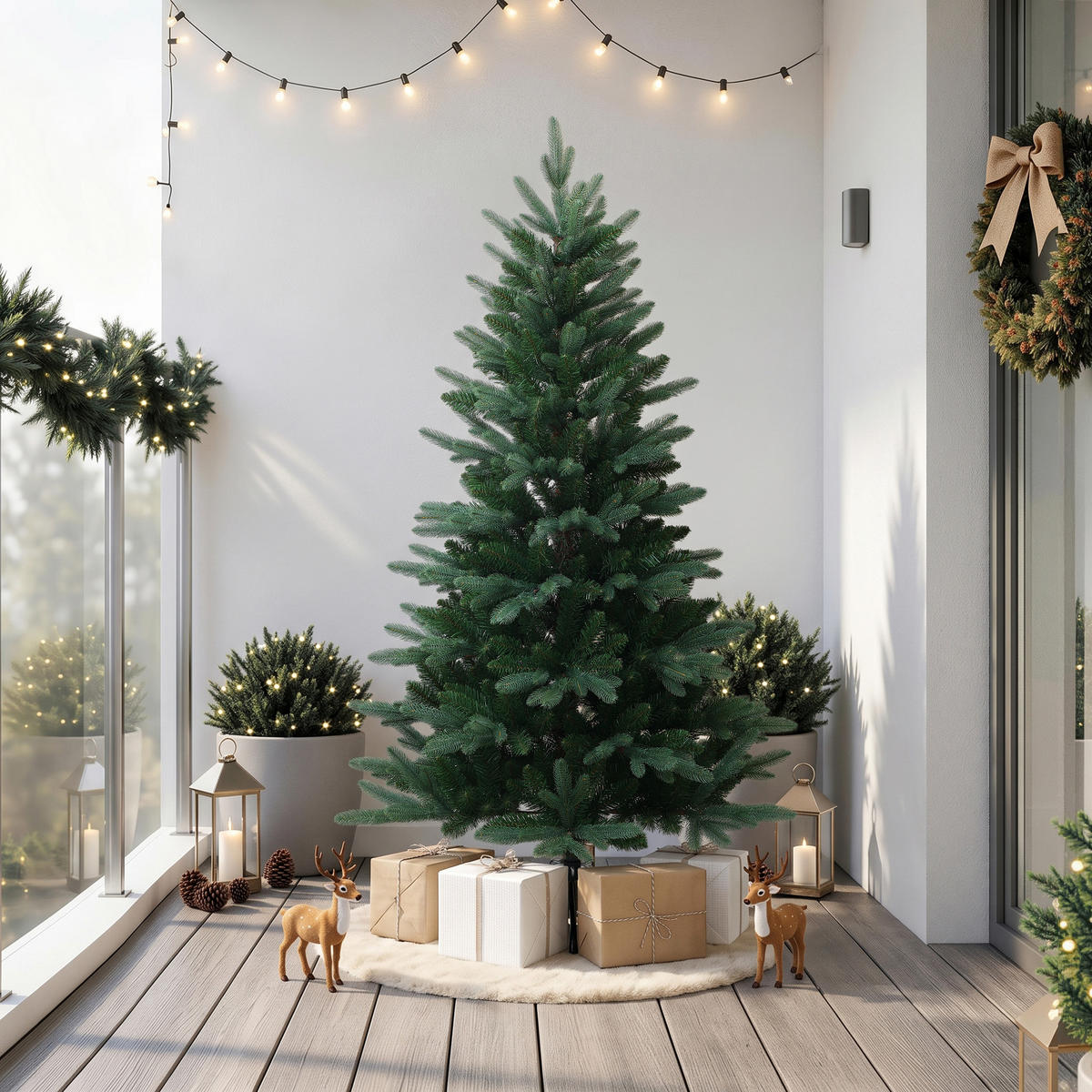 KÜNSTLICHER Weihnachtsbaum 150 cm, Fichten-Optik mit 695 PE-/PVC-Spitzen - Grün, Kunststoff (150cm) - Hometopia