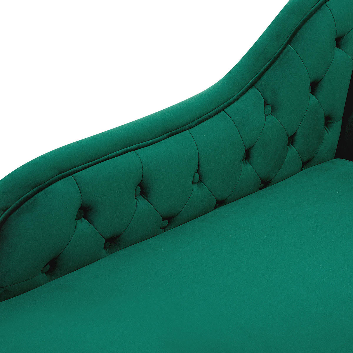 CHAISELONGUE Samtstoff grün rechtsseitig Nimes - Dunkelbraun/Grün, Textil (170/79/61cm) - Beliani