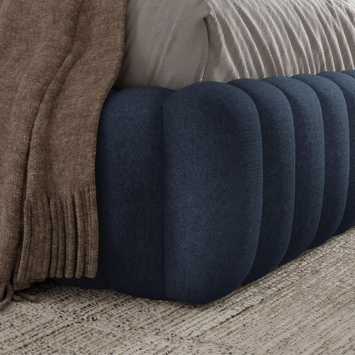 POLSTERBETT BLIVIO 180x200 cm,mit Bettkasten,Lattenrost,Doppelbett,Boxspringbett-Optik-Blau - Dunkelblau, Holz (180/200cm) - Furnistar
