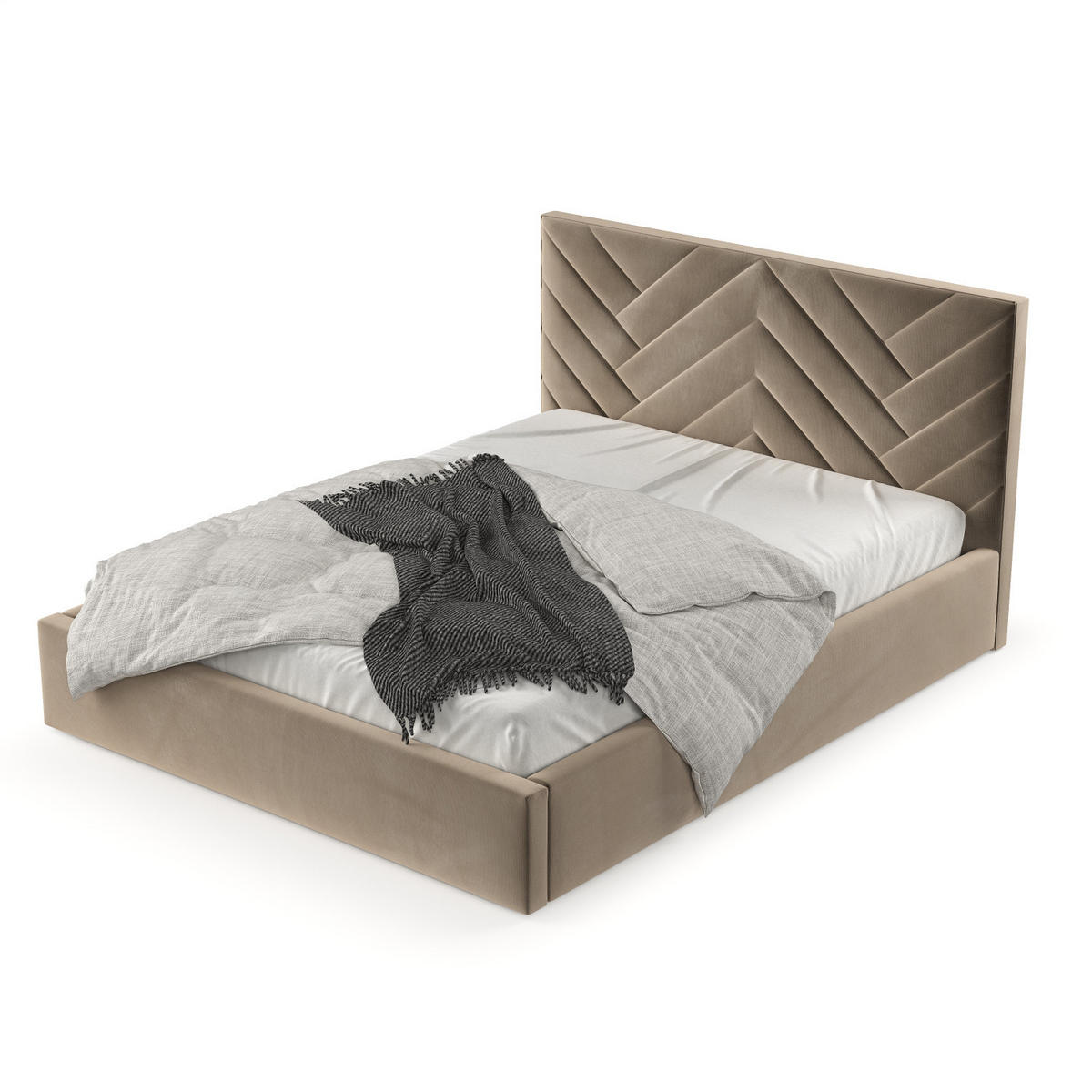 POLSTERBETT Arco 160/200 cm Taupe im Paros Stoff - Taupe/Schwarz, Holz/Holzwerkstoff (160/200cm) - AltaBeds