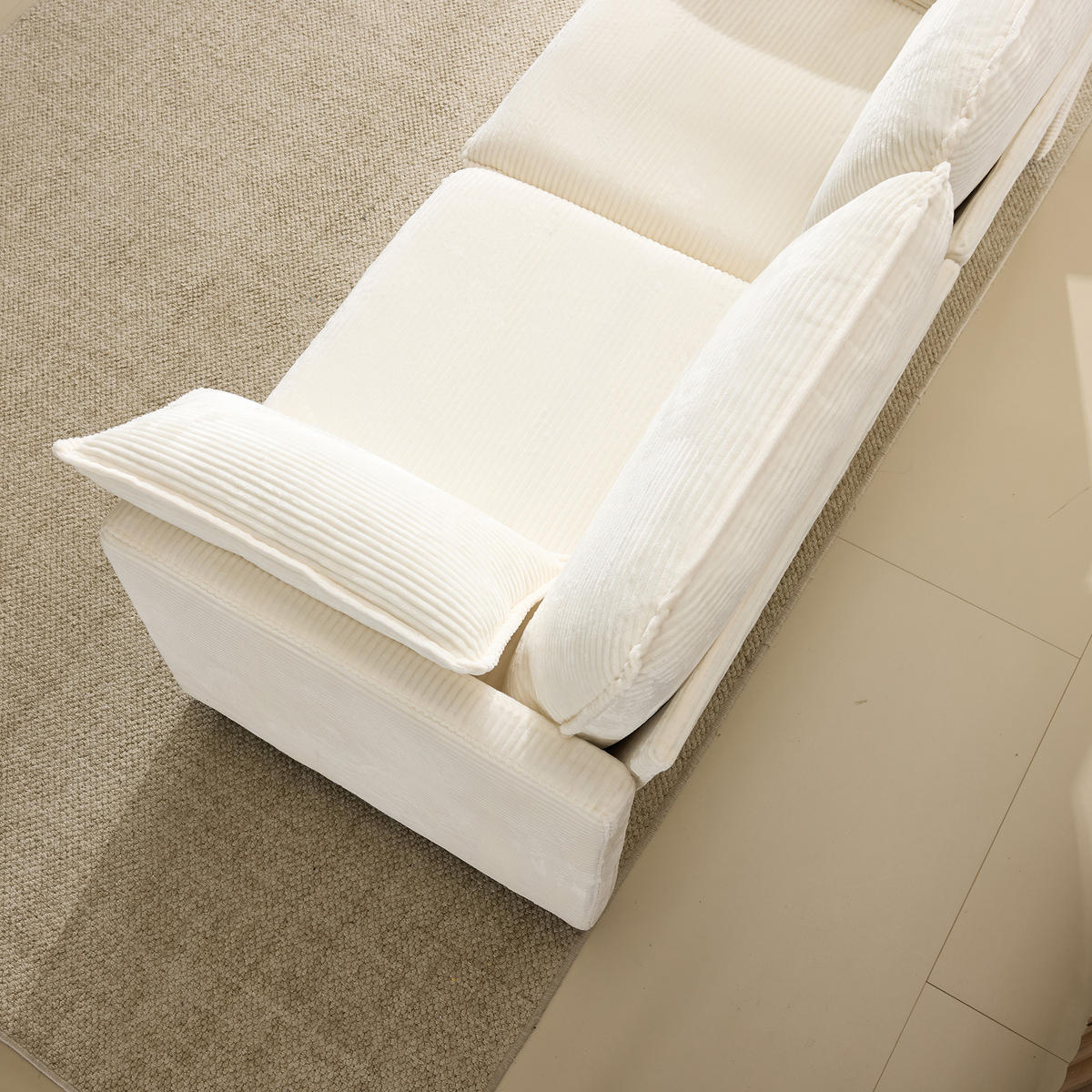 2-SITZER SOFA Cord Weiß - Weiß, Holzwerkstoff/Textil (176/85/75cm) - WISHDOR
