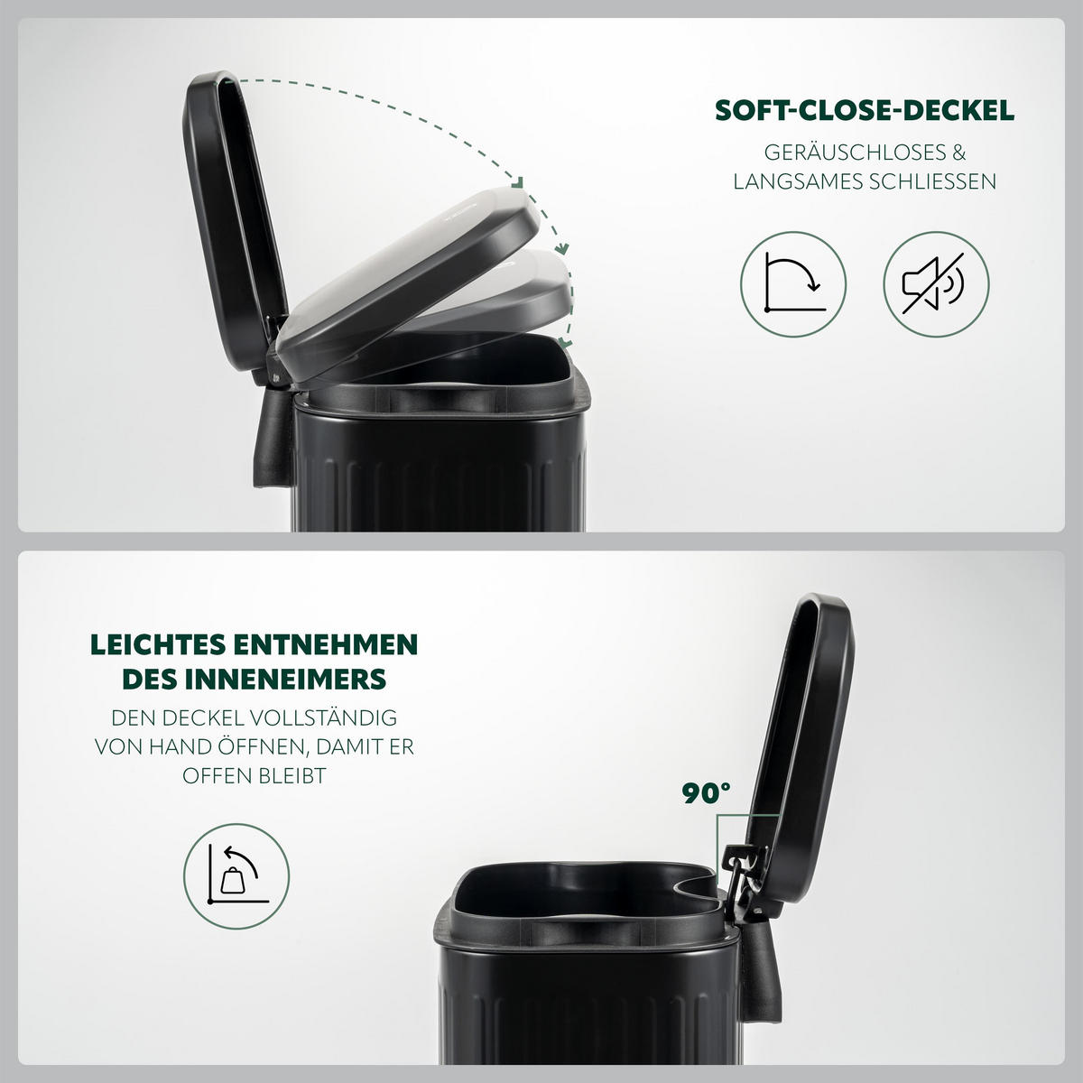 KOSMETIKEIMER 6 Liter, schwarz - Schwarz, Metall (22.5/32/20.5cm) - eluno