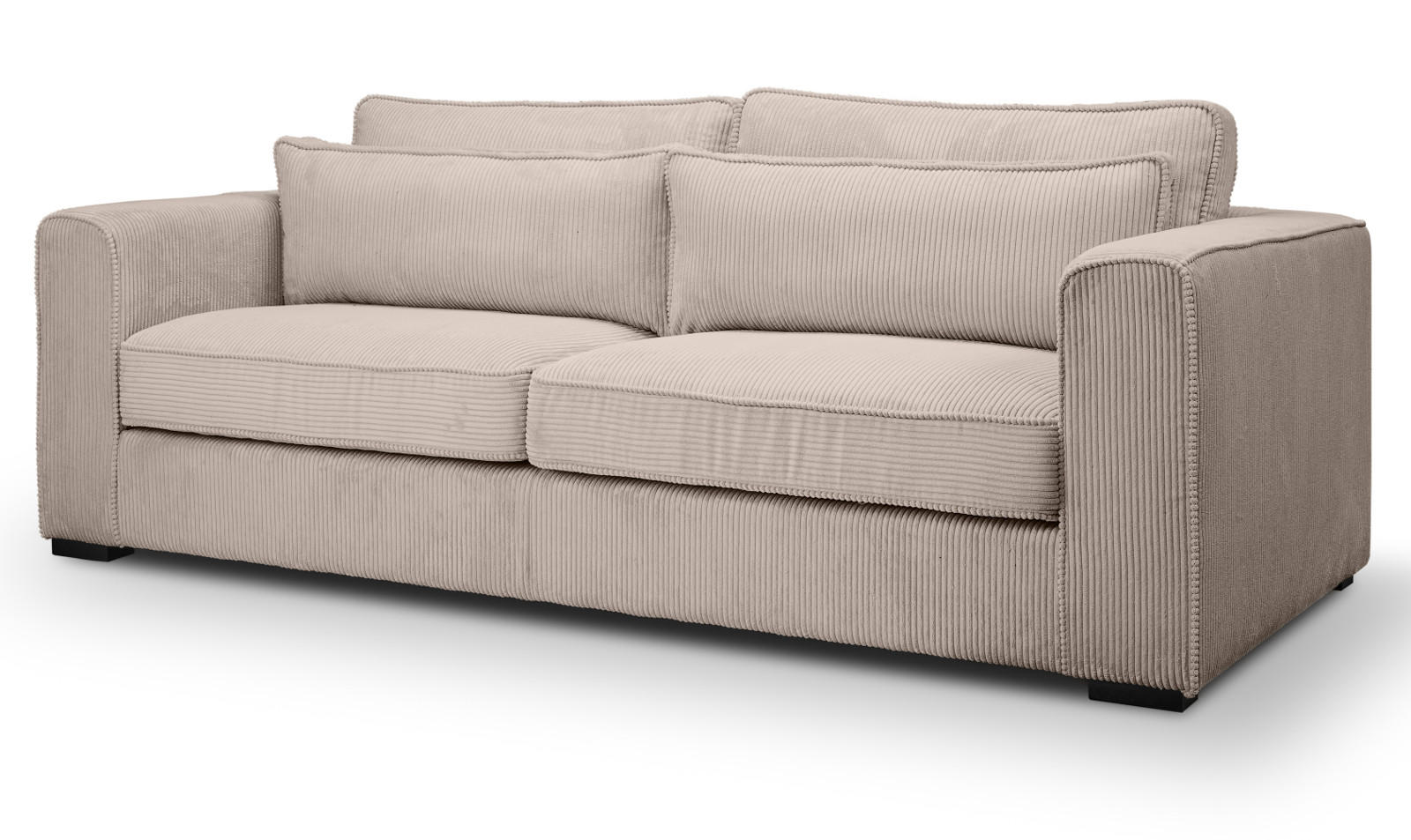 SOFA beige-braun Cord 3-Sitzer 241 cm, Couch mit Wellenfederung - Schwarz/Braun, Holzwerkstoff/Kunststoff (241/92/112cm) - Inn.Furn