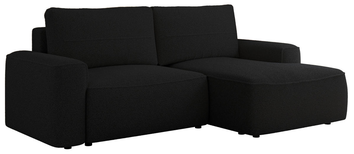 ECKSOFA BELLUNO L Schwarz Boucle - Rechts - Schwarz, Textil (233/144cm) - MKS