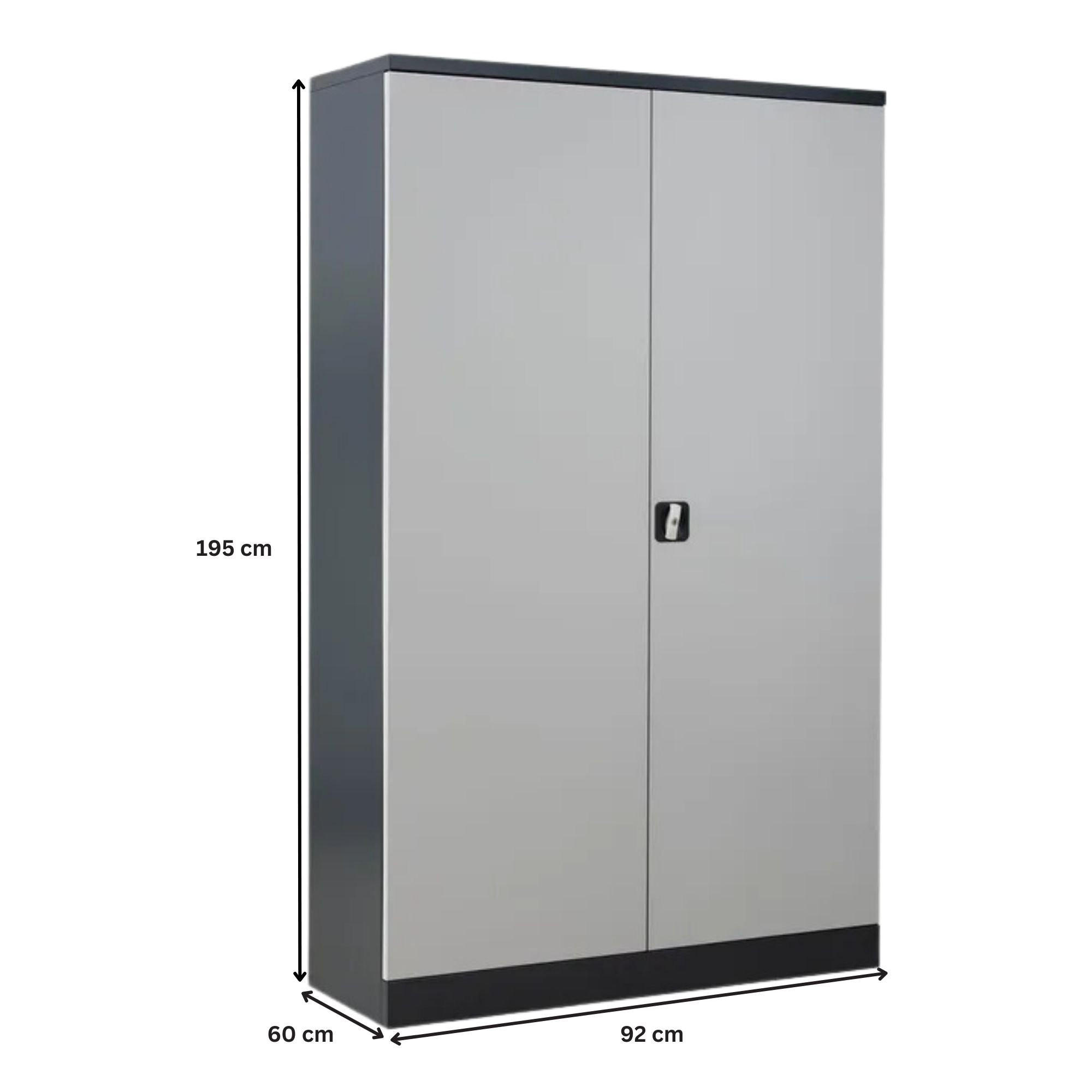 STAHLSCHRANK Bee mit 9 lackierten Fachböden 195x92x60 cm Korpusfarbe Anthrazit Frontfarbe Lichtgrau - Hellgrau, Metall (92/195/60cm)