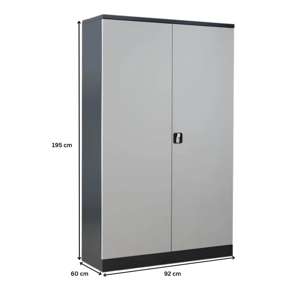 STAHLSCHRANK Bee mit 6 lackierten Fachböden 195x92x60 cm Korpusfarbe Anthrazit Frontfarbe Lichtgrau - Hellgrau, Metall (92/195/60cm)