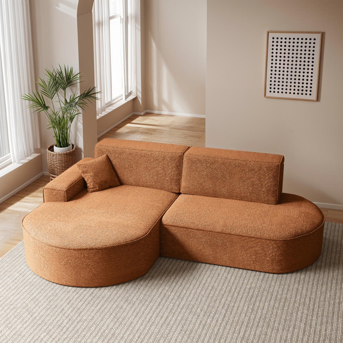 ECKSOFA Modena Pro - Komfort Und Stil stoff Arena Orange Links - Orange, Holz (278/179cm) - Kaiser Möbel
