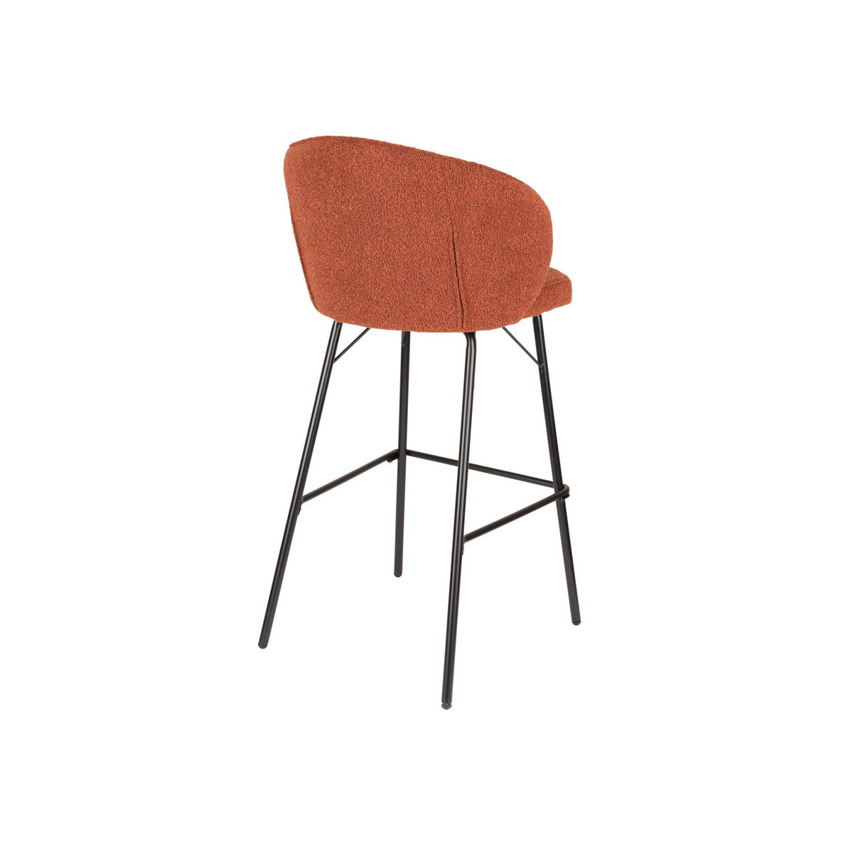 BARHOCKER Joa mit Rückenlehne 75 cm Bouclé Terra - 2 er Set - Rot/Braun, Kunststoff (52/100/50cm) - Housecraft Living