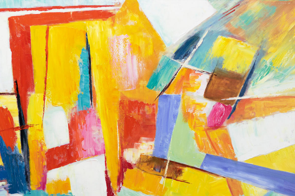 ACRYLBILD HANDGEMALT 120/80 cm - Blau/Gelb, Holz/Textil (120/80cm) - KUNSTLOFT