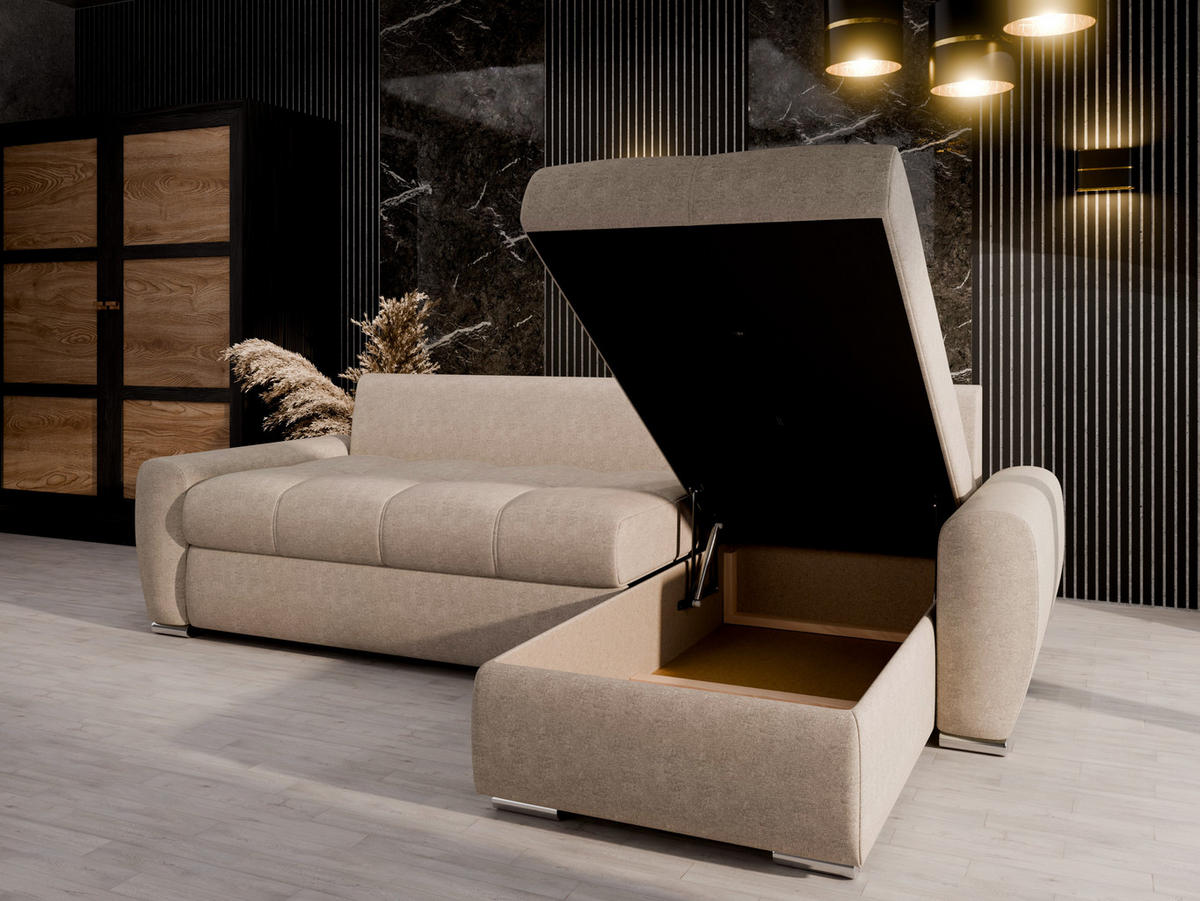 ECKSCHLAFSOFA Lunar Schlafsofa mit Bettkasten, Braun - Braun, Holz (237/166cm) - Panda Möbel