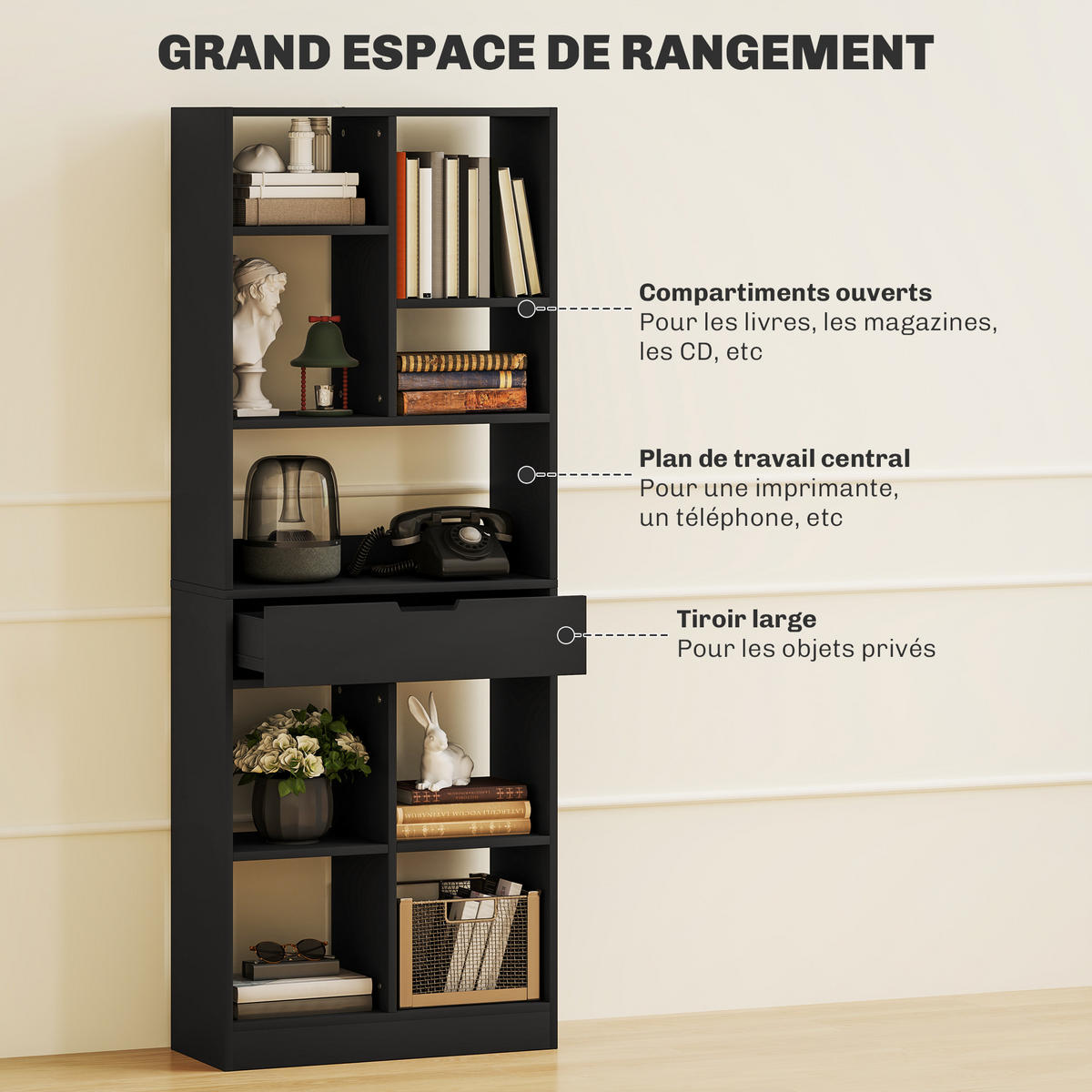 BÜCHERREGAL 60/24/184,5 cm weiß - Brombeere, Kunststoff (60/158/26cm)