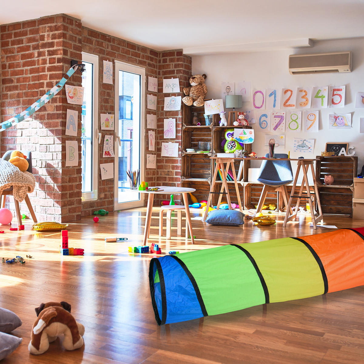 SPIELTUNNEL - Multicolor, Textil/Metall (180/46/46cm) - Relaxdays
