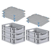 EUROBOX 5x Nextgen Economy Mit Auflagedeckel Grau/Blau Griffe Offen 11 Liter - Blau, Kunststoff (30/12/40cm) - PROREGAL