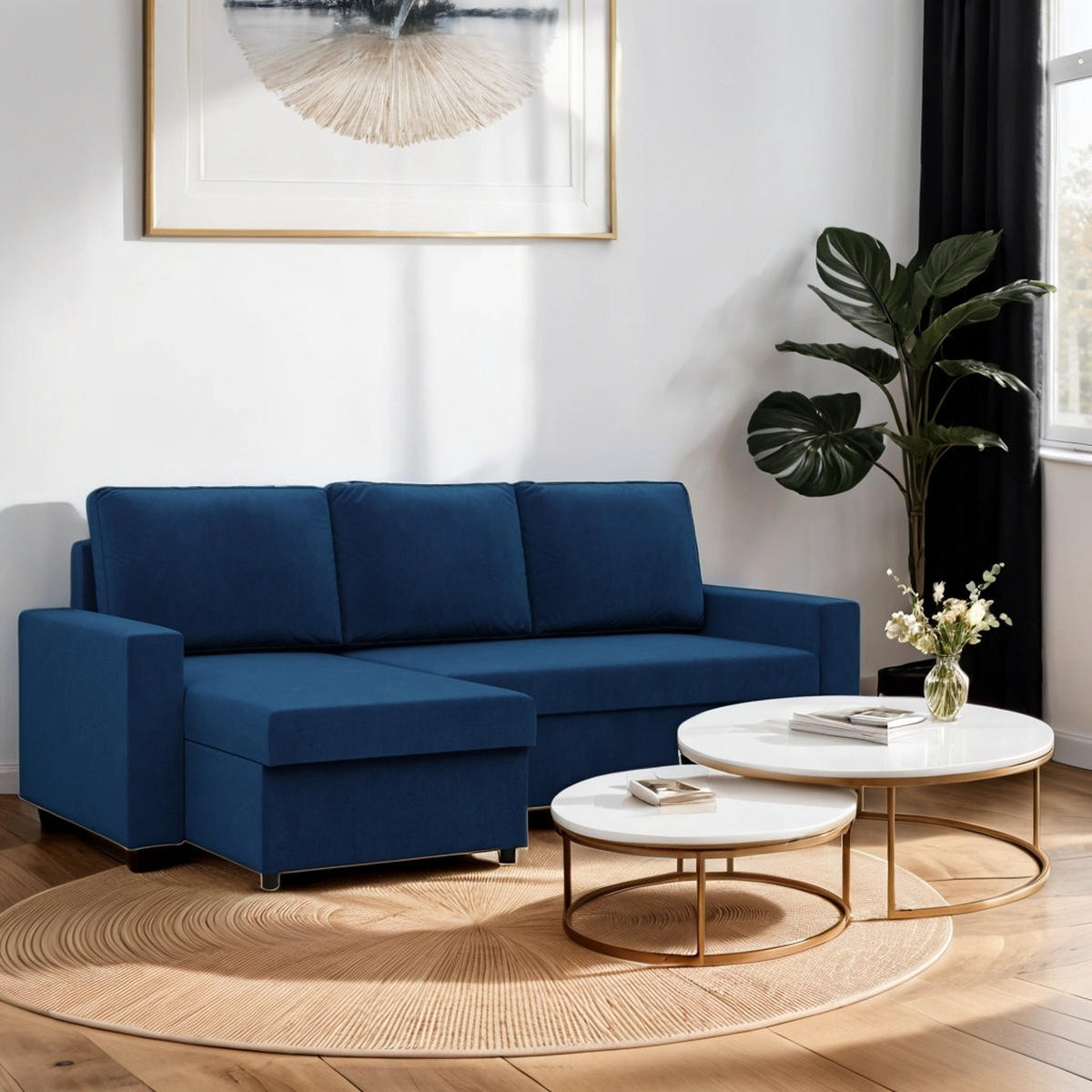 ECKSOFA Neo mit gerader Armlehnen dunkelblau - Dunkelblau, Textil (231/140cm) - SIMKAM Furniture