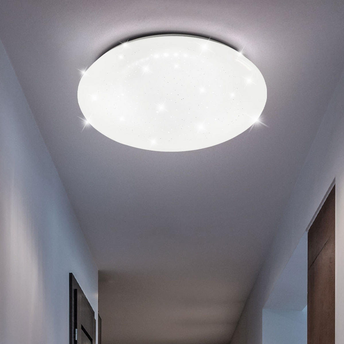 LED DECKENLEUCHTE Glas Weiß Sternenhimmel - Weiß, Glas (25/25/12cm)