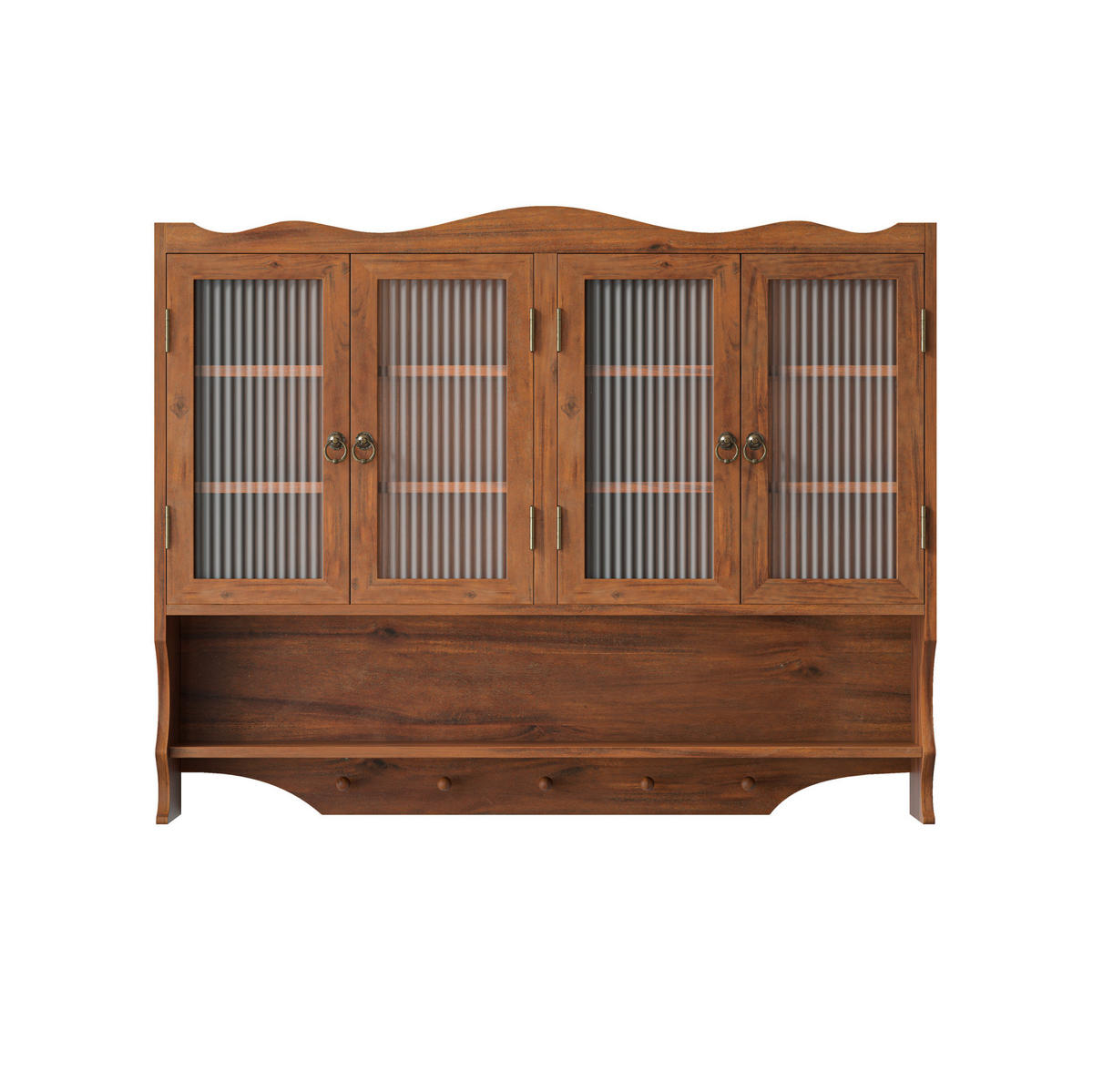 KÜCHENOBERSCHRANK 100/20/80 cm mit 4 Türen, offenen Haken und herausnehmbaren Einlegeböden, Braun - Braun, Holz (100/80/20cm) - Redom