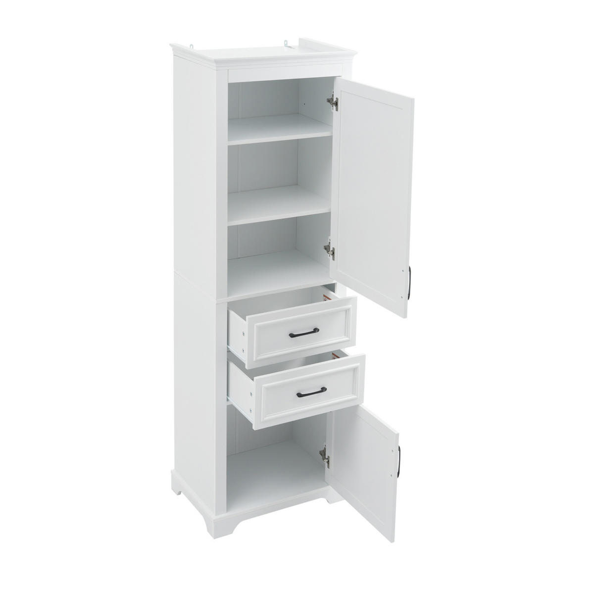 BADZIMMERSCHRANK 60 x 40 x 180 cm Weiß MDF - Weiß, Holzwerkstoff (40/180/60cm) - Beauniv